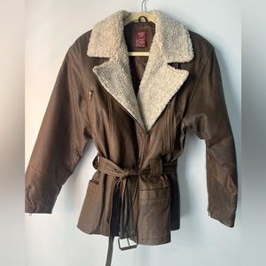 Vintage style leather bomber jacket